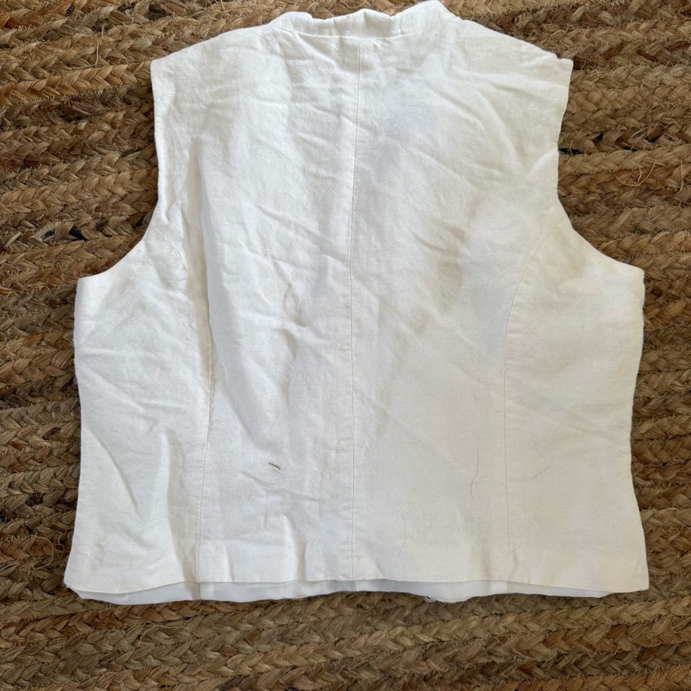 Vintage Small White and Black Embroidered Waistcoat Vest - Picture 5 of 5